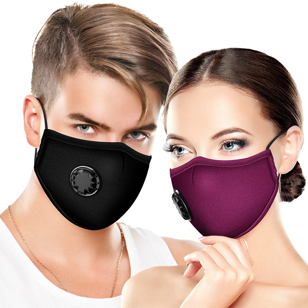 1Pcs Respirator Mask Washable Cotton Activated Carbon Filter PM2.5 Mouth Masks with Breathing Valve Masque for Woman Man 2
