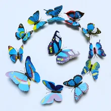 12 только свадебные праздничные 3D Цветные бабочки наклейки на стену праздничные аксессуары для гостиной декоративные наклейки на стену