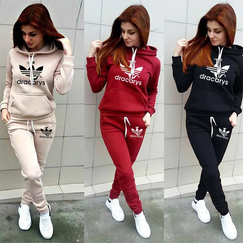 

Autumn Winter Tracksuit Suits 2 Piece Set Women Outfits Hoodie Pants Printed Tracksuit Pullover Sweatshirt Trouser With Pocket