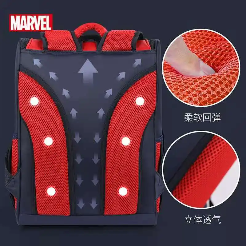 Genuine Disney New School Bags for Boys Primary Student Shoulder Orthopedic Backpack Spider Man Captain America Mochila Escolare