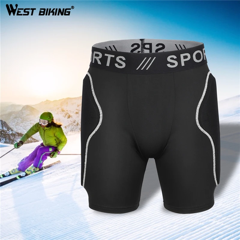 WEST BIKING Ski Skate Snowboard Shorts Hip Butt Protection 3D Padded Shorts Men Women Outdoor Sports Gear Pad Skateboard