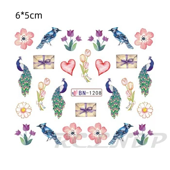 

Water Sticker for Nail Decoration Slider Carnation Bird Peacock Gift Parcel Pattern Adhesive Decal Manicure Lacquer Accessoires
