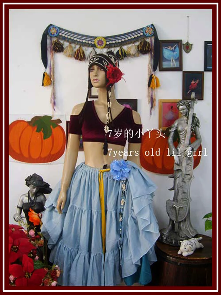 

velvet Fat Chance Tribal Choli belly dance costume short drop sleeve top FB09