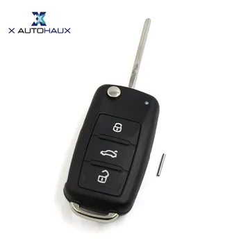 

X AUTOHAUX Replacement Flip Folding Remote Uncut Ignition Key Case Fob S06027 for VW Beetle Caddy Jetta Passat CC Routan Sharan