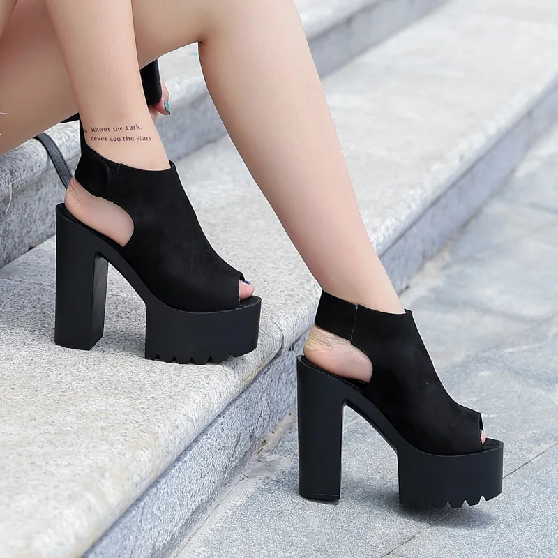 Босоножки женские на толстой подошве водонепроницаемые 14 см с открытым носком