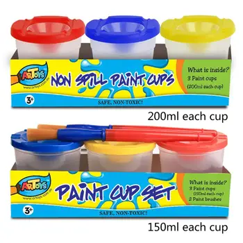 

Spill Proof Paint Cups 150ml For Washable Gouache Paint Kids School Finger Paint Q6PA