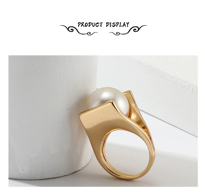 Модные Простые Кольца для женщин золотого цвета, геометрические белые кольца в форме шара, украшения из жемчуга, женские кольца из сплава