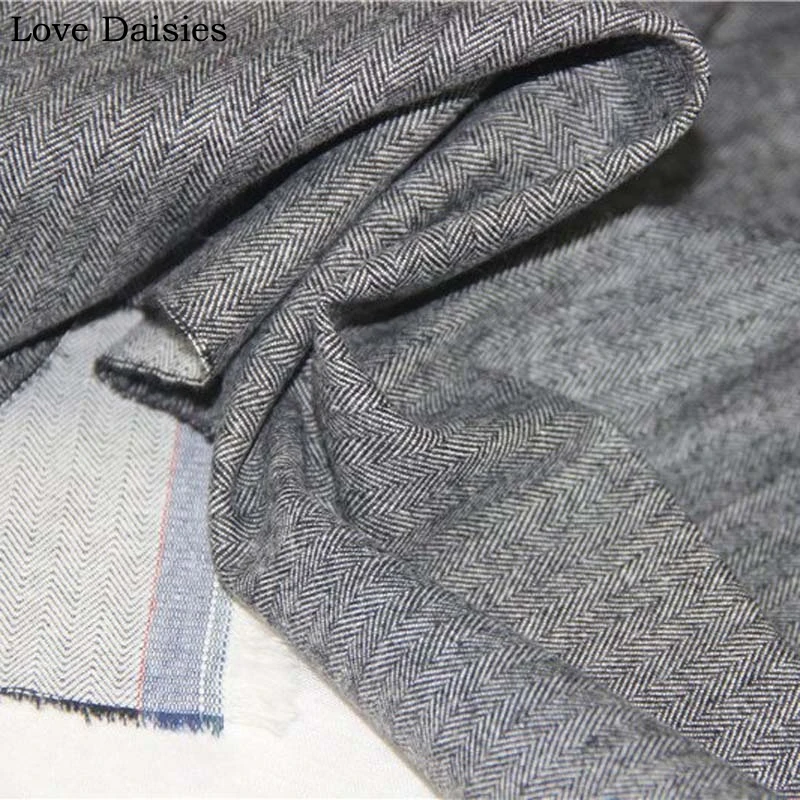 Хлопок пряжа окрашенная песком елочка темно пеньковая серая уютная мягкая эластичная ткань для демисезонная одежда пальто платье брюки ручная работа