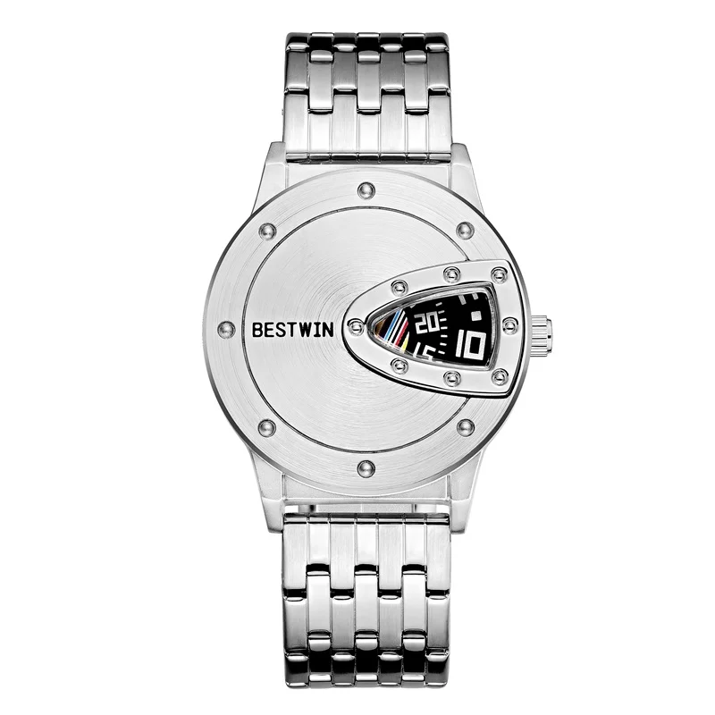 Luxury BESTWIN Brand Trend Cool Men's Wrist Watch Stainless Steel Technology Fashion Quartz Watch For Men 2021 Relogio Masculino 