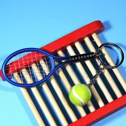 Fashion Mini Tennis Racket Pendant Keychain Keyring Key Chain Ring Finder Holer Accessories For Lover's Day Gifts