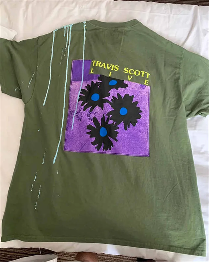 Футболка с цветком Astroworld Travis Scott Festival Run для мужчин и женщин модная повседневная