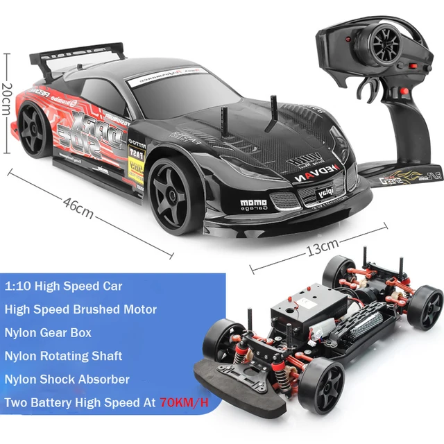 1:10 Big Scale RC Racing Drifting Car 4WD RTR High Speed Remote Control Vehicle Model 70KM/H Two Battery Included Hobby Toys