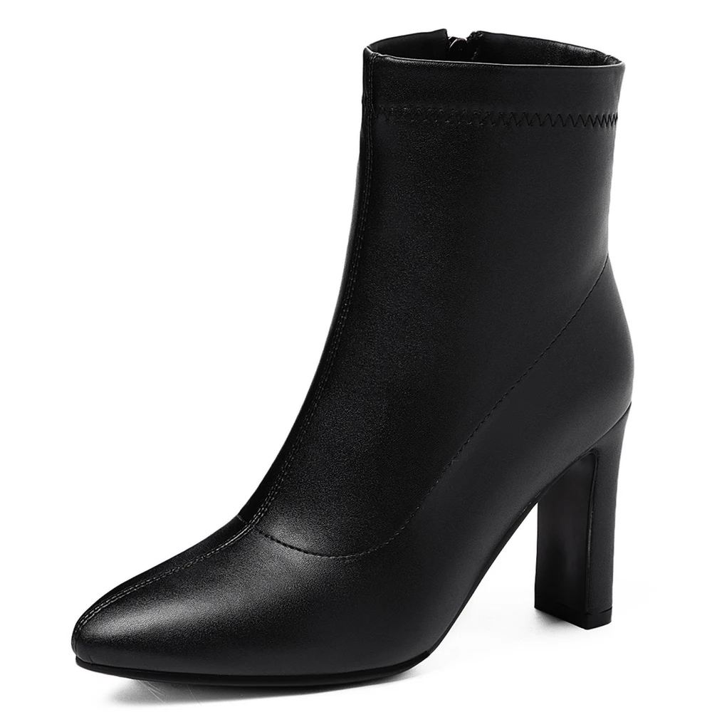 

Korean Style Microfiber Profiled Heel Short Boots Pointed Toe Super High Heel Side Zipper Simple And Versatile Nude Boots