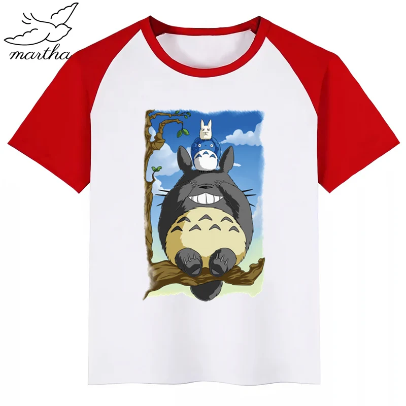 Totoro/Новая летняя детская футболка с принтом Футболка с круглым вырезом и короткими рукавами Повседневная футболка для маленьких девочек одежда для детей - Цвет: RedB