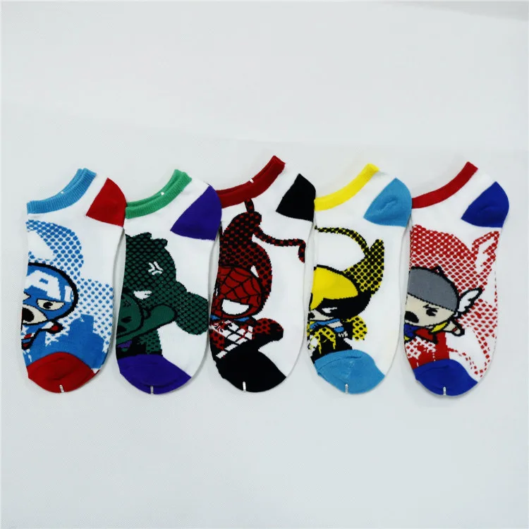 60 пар Носки супергероя Капитан Америка Железный человек Человек-паук милые Мультяшные повседневные носки из хлопка - Цвет: Многоцветный
