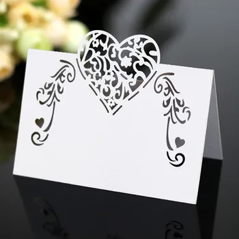 

50pcs Laser Cut Heart Shape Table Name Place Business Card Wedding Decoration Seat Gold Pink Card Party Favor Placement Card