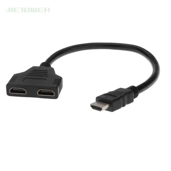 

New Arrival Cable HDMI Splitter Cable 1 Male To Dual HDMI 2 Female Y Splitter Adapter in HDMI HD LED LCD TV 30cm 50pcs/lot