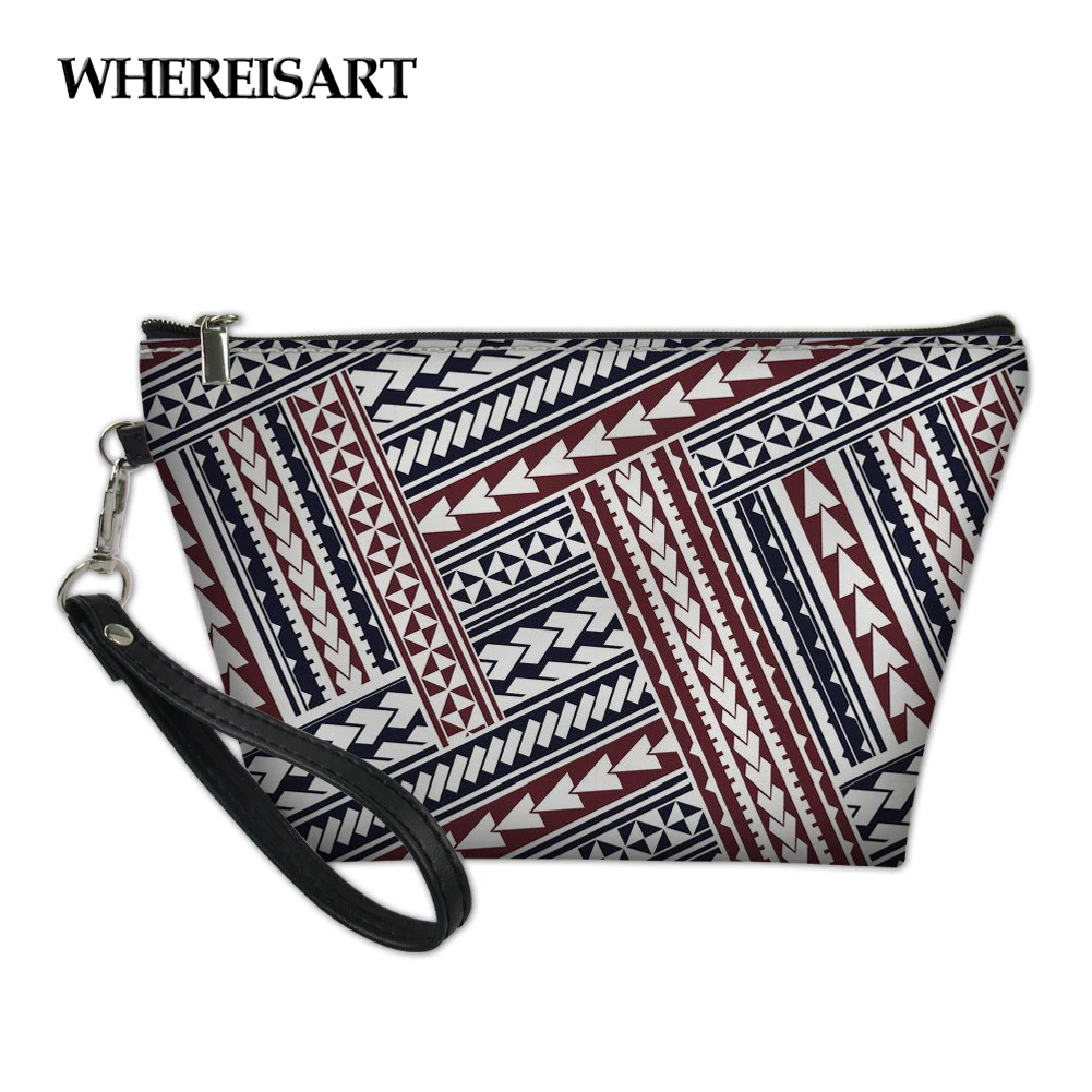 

WHEREISART Cosmetic Bag Women Polynesian Toiletry Bag Casual Makeup Bag Travel Clutch Bag Stylish Mini Wash Bags Customized