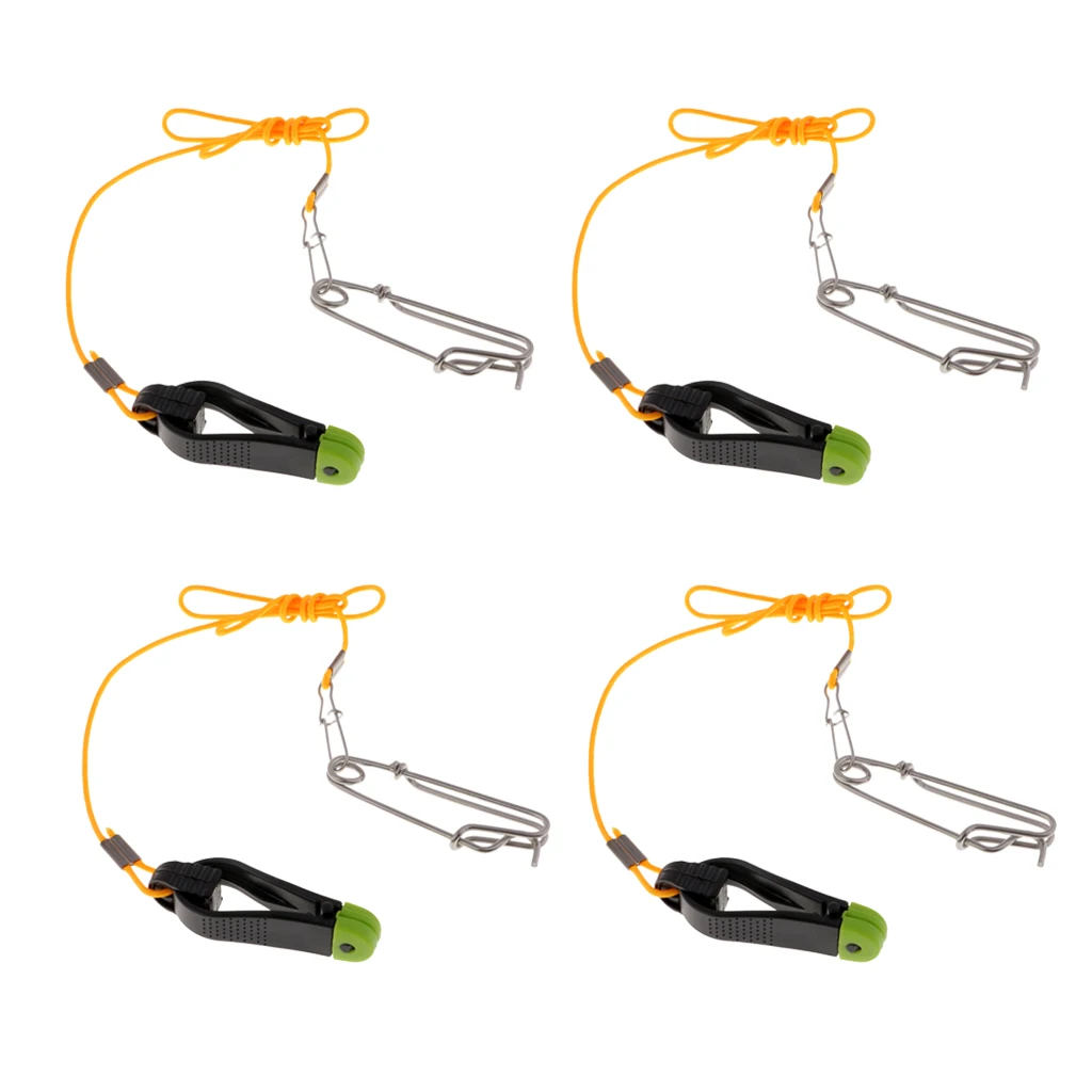 4pcs Power Grip Plus Release Clip Downrigger with 17' Leader Long Line Snaps Fishing Tools