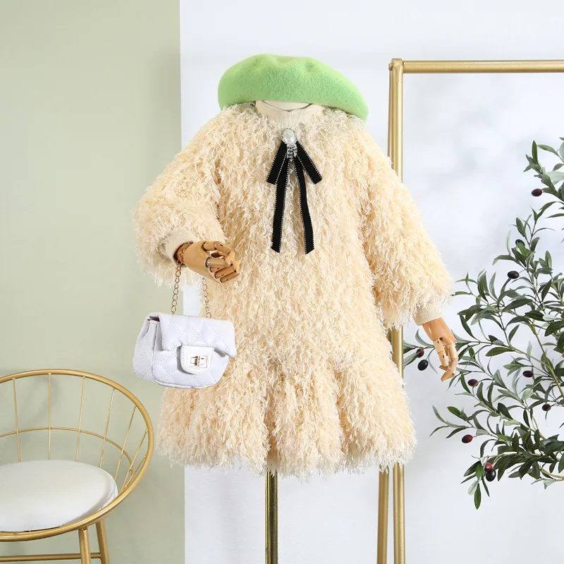 Одежда для детей; Осень-зима г.; Новое Детское однотонное воздушное платье; длинное бархатное платье