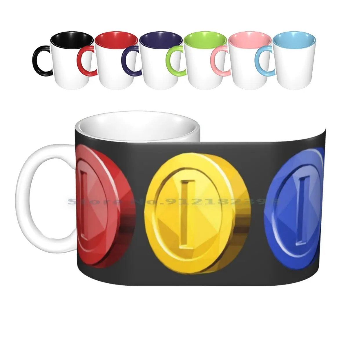 Tre Monete Tazze In Ceramica Tazze Da Caffè Tazza Da Tè Al Latte Bros Bros Monete Monete Moneta Rossa Moneta Dorata Moneta Blu Super Bros 64 Wii Wiiu