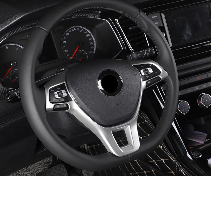 steering wheel trims Lsrtw2017 для Volkswagen Vw T-roc Автомобильная зубчатая панель, дверная чаша, переключатель фар, аксессуары для интерьера, хромированные - Название цвета: steering wheel trims