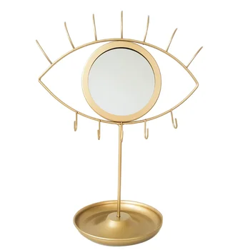 

Eye Shaped Design Iron Art Desk Makeup Mirror Girls Bedroom Desktop Makeup Mirror Desktop Mirror for Women Girls (Golden)