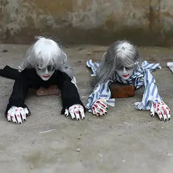 

Halloween Party Decorations Horror Layout Crawling Ghosts Voice Control Toy Haunted House Escape Long Hair Crawling Ghost