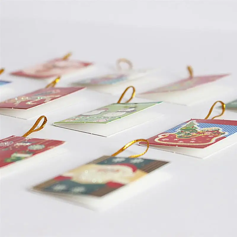 100pcs Christmas Party Greeting Card Printed Cartoon Christmas Beautiful Elegant Greeting Card Xmas Party Supplies A35