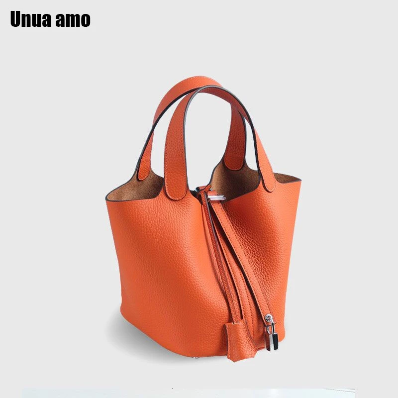 Unua amo Brand Women Handbags Fashion High Capacity Basket Bag Ladies Luxury Genuine Leather Bucket Totes Hand Bags