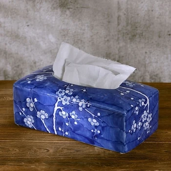 

Blue And White Porcelain Chinese Style Paper Towel Box Creative Paper Box Club Model Room Tissue Tube Decoration