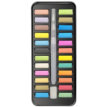 

HOT-24 Colors Solid Watercolor Paint, with Brush, Portable Art Paint, School Art Supplies