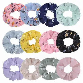 

12Pcs 2020 New Chiffon Bowknot Silk Hair Hair Rope Flower Hair Bands Floral Ponytail Holder for Women Girls Hair Accessories