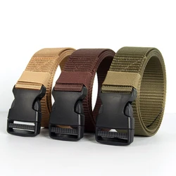Men's Canvas Automatic Buckle Belt Military Training Smooth Buckle Tactical Outdoor Belts Long Waistband For Jeans Accessories