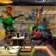 Пользовательские 3D Настенные обои ретро ностальгическая Рок Музыкальная доска украшение с изображением гитары фон настенная декоративная живопись