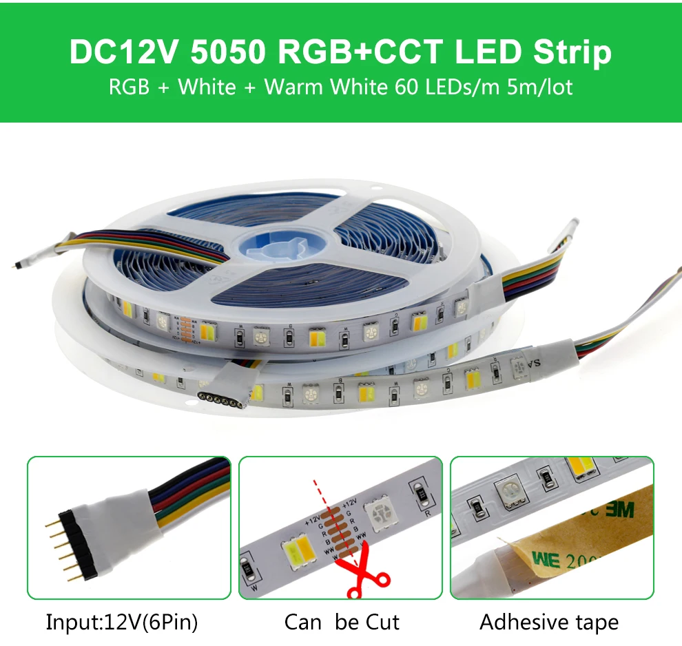 Светодиодная лента RGBCCT набор RGB+ двойной белый светодиодный гибкий свет 5050 5 м 300 светодиодный s+ 28Key RF пульт дистанционного управления+ адаптер питания DC12V