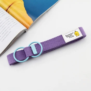 

Fashion Women Belts Candy-Colored Yellow Duck Patch Belt Double Ring D Buckle Unisex Belt Student Canvas Belts Jeans Decoration