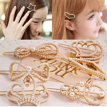 

New Korea Fashion Pearl Barrette Women Elegant Korean Design Hair Clip Snap Stick Hairpin Bobby Pin Headwear Hair Accessories