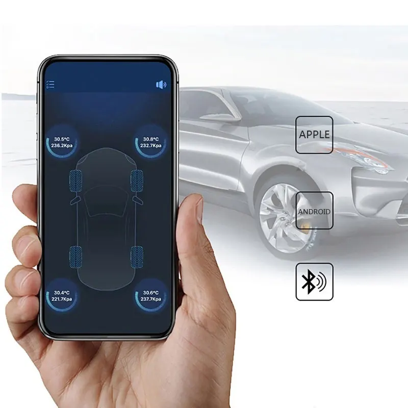 Беспроводной с 4 датчиками автомобильный TPMS стабильный Bluetooth детектор давления в шинах Универсальный мобильный телефон приложение обнаружения