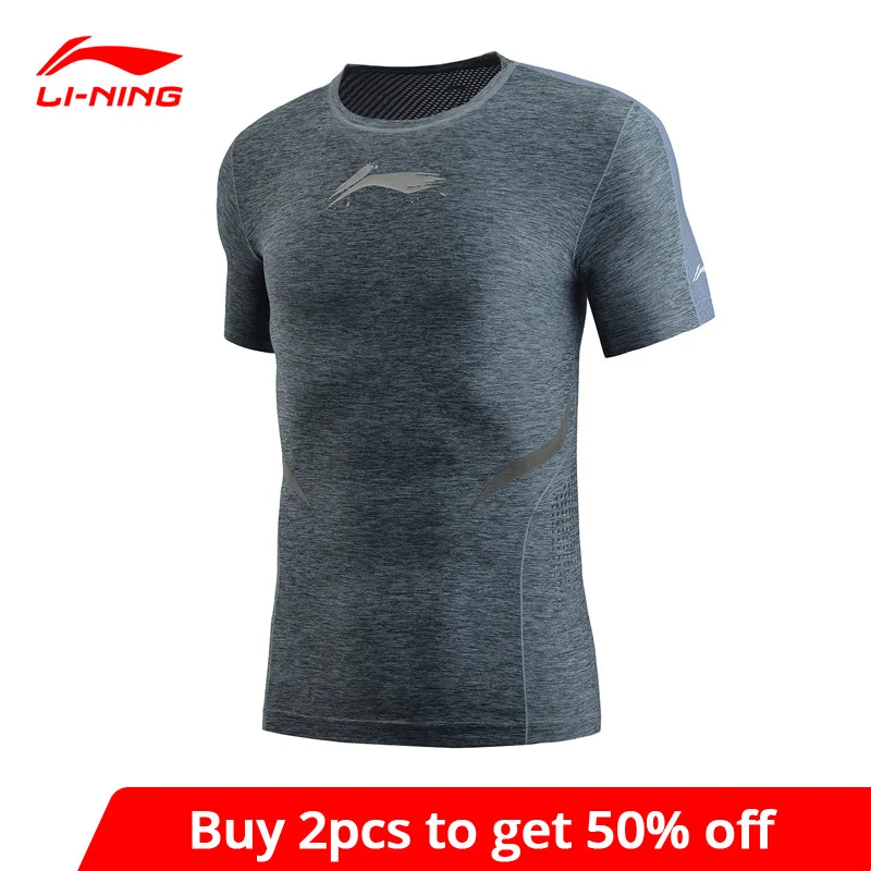 Мужская Тренировочная футболка Li-Ning базовый слой облегающая дышащая Спортивная