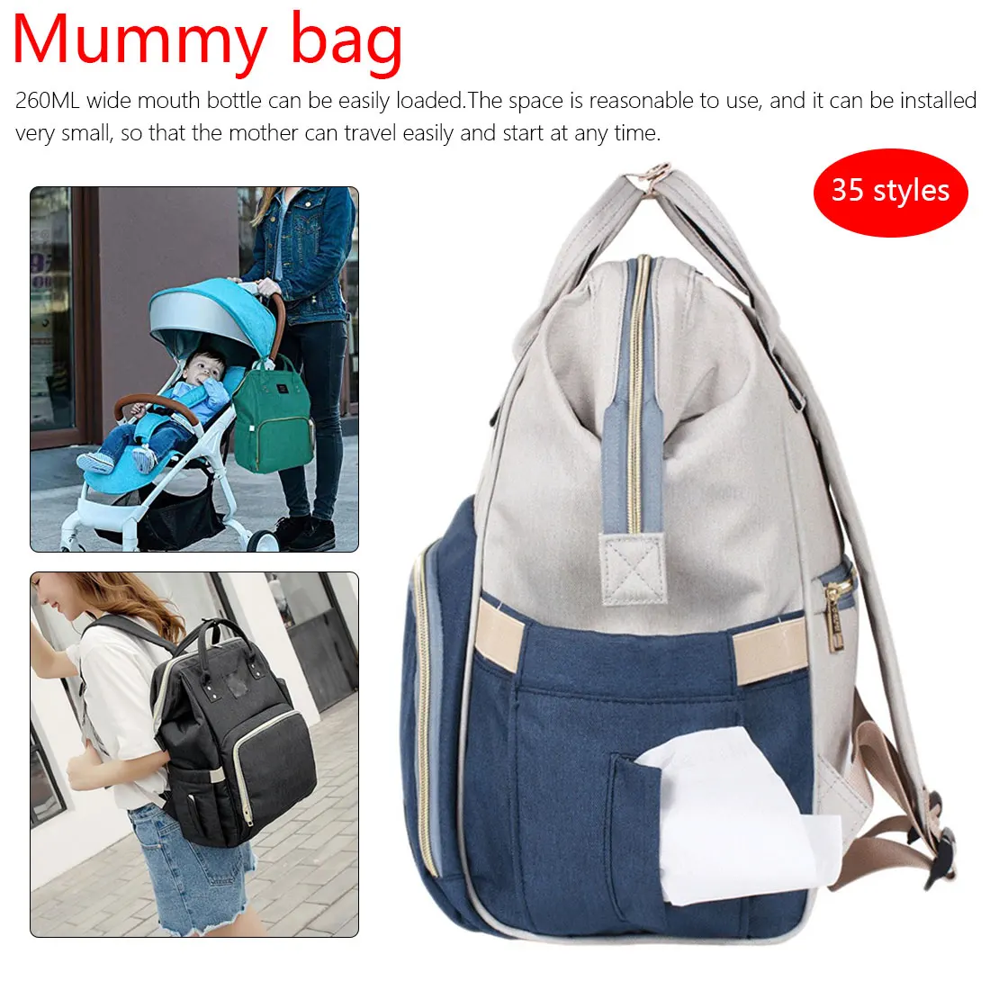 

Nursing Bag Mummy Maternity Nappy Brand Large Capacity Baby Bag Travel Backpack Designer Nursing Bag for Baby Care