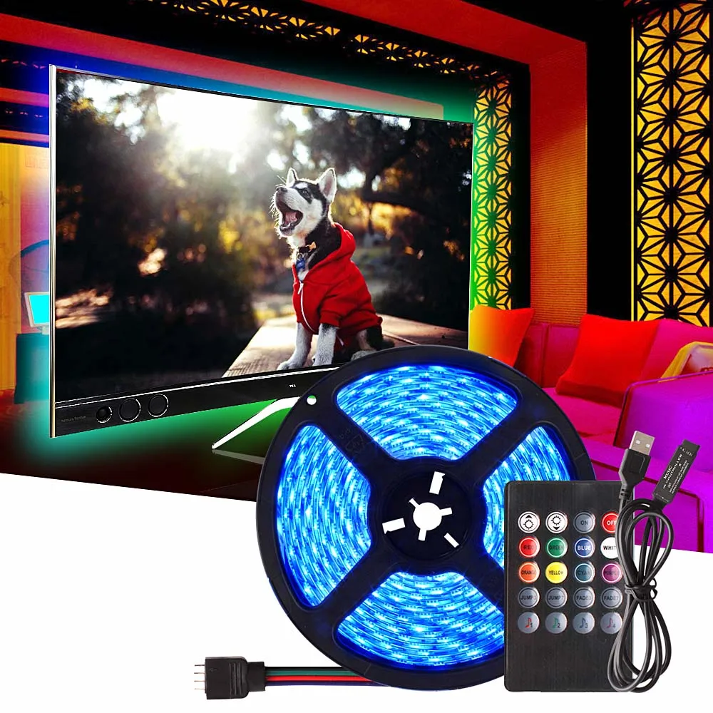 #Best SMD5050 Led Ribbon 2M 3M 4M 5M USB LED Strip Light With Music Control 5V Diode Tape RGB For Children Bedroom Lighting Decoration
