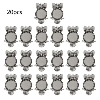 

20Pcs Owl Pendant Cameo Trays Glass Cabochon Blank Bezels Photo Pendant Jewelry AXYD