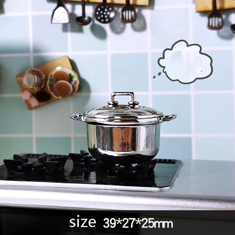 Hot Pot 1:12 Dollhouse Miniature Metal Cooking Soup Pot Cookware Dollhouse Kitchen Accessories Miniature 33