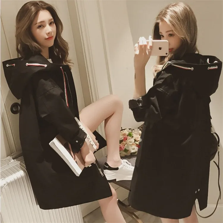 

2020 Spring Autumn New Style Korean-style Large Size Loose-Fit Coat Versatile Fashion Mid-length Trench Coat WOMEN'S Dress