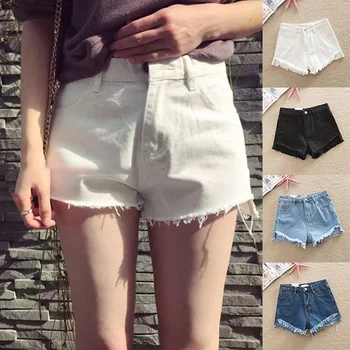 

Hot Sale Women Short Jeans High Waist Slim Fit Solid Color Summer Hot QL Sale
