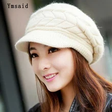Новинка, женская зимняя шапка, теплые шапки, флисовые вязанные шапки для девочек, шапка из кроличьего меха, осенняя и зимняя модная женская шляпа