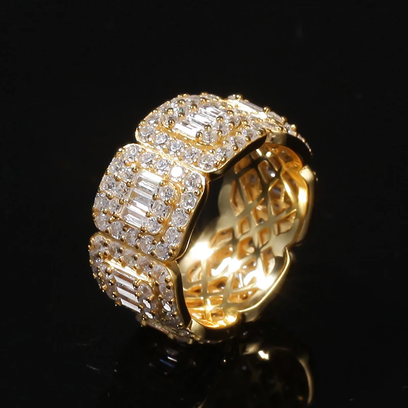 Хип хоп 8 мм 10 мм Полное CZ кубический циркон очарование Iced Out Bling Tready медное циркониевое кольцо для мужчин женщин ювелирные изделия золото серебро