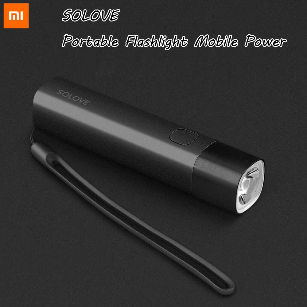 

Original Xiaomi SOLOVE Portable Flashlight Mobile Power USB Rechargeable Brightness EDC Flashlight 3000mAh LED Torch for Bike