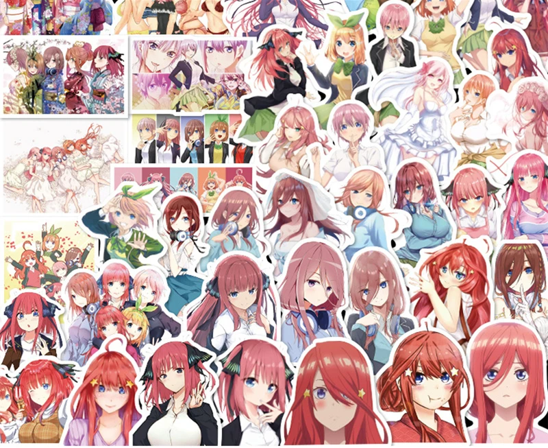 

50 PCS Anime The Quintessential Quintuplets Waterproof Sticker Cosplay PVC Laptop Skateboard Decoration Car Scooter Decal Adult